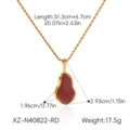 Gold-tone rope chain necklace with red gourd pendant, detailed size view and 17.5g weight. - Red Style (XZ-N40822-RD)