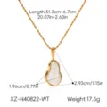 Detailed view of the stainless steel teardrop pendant necklace with clear dimension markings. - White Style (XZ-N40822-WT)