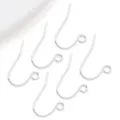 Crochets de boucles d'oreilles argentés composants de bijoux DIY lot de cinq pièces - Crochet d'Oreille Lisse en Argent Épais (T470)