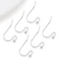 Crochets d'oreilles plats perle argentée accessoires de bijoux DIY six pièces - Crochet d'Oreille Boule Perlé en Argent Épais (T472)