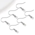Crochets de boucles d'oreilles argentés accessoires pour fabrication de bijoux DIY - Grand Crochet d'Oreille Perlé en Platine (T560)