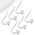 Crochets d'oreilles plats argentés avec perle, apprêts de bijoux DIY, lot de 6. - Crochet d'Oreille Boule Perlé en Platine (T802)