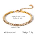 Bracciale tennis in acciaio inossidabile bagnato oro 18k con zirconi cubici ovali lucidi. - Catena Tennis Bianca (XZ-B20294-WT)