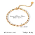 Elegante bracciale tennis in acciaio inossidabile placcato oro 18k zircone baguette donna. - Zirconia Baguette Bianca (XZ-B20344-WT)