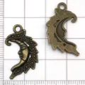 Pendentif lune en alliage bronze antique accessoires de bijoux DIY pour colliers et bracelets - Lune / 1 Pièce/Paquet (16x27mm)