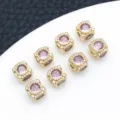 Vergoldete quadratische Abstandsperlen mit rosa Zirkonia DIY Armband Schmuck Zubehör - Violetter Zirkonia