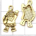 Antique gold Santa Claus metal charm pendant for DIY jewelry making, detail view. - Antique Gold Santa Claus