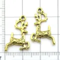 Antique gold Christmas deer charms metal DIY jewelry making pendants for bracelets earrings - Antique Gold Christmas Reindeer