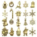 Mixed 20 styles antique gold Christmas charms DIY jewelry pendants for bracelet earrings making - Mixed 20 Pieces Antique Gold Christmas Series