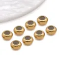 Gold stainless steel spacer beads round metal charms DIY bracelet necklace jewelry accessories - 6x6x3mm (Hole 1.5mm) / Gold