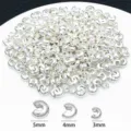 Cuentas de crimpado en forma de C de plata, accesorios de joyería DIY para manualidades. - 3mm / Plata Gruesa