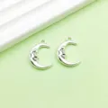 Pendant visage de lune croissant argenté accessoires de bijoux DIY pour colliers bracelets - Visage de Lune (7698) / 1 Pièce / Argent antique