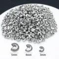 Cubiertas de crimpado en forma de C plateadas, cuentas de luna, fornituras DIY 3mm 4mm 5mm. - 3mm / Platino