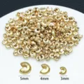Cuentas con forma de C doradas 3mm 4mm 5mm componentes de joyería DIY para manualidades. - 3mm / Chapado en oro 18K