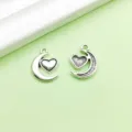 Zilveren legering maan en hart bedel hanger voor DIY handgemaakte armband ketting - Maan Hart (8007)