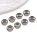 Stainless steel spacer beads for DIY jewelry making, silver plated round charm findings. - 6x6x3mm (Hole 1.5mm) / Steel