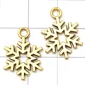 Gold snowflake charms metal pendants for DIY jewelry making earrings bracelets winter crafts - Antique Gold Christmas Snowflake