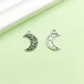 Zilveren maan hanger bedels voor DIY sieraden maken, antieke legering holle maan bedel. - Maan Hol(8764)