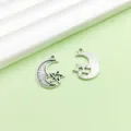 Antiek zilveren legering holle ster en maan hanger bedels voor DIY armband ketting sieraden - Ster Maan Hanger(10945)