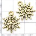 Gold snowflake pendant charms for DIY jewelry making earrings bracelets, set of 2 - Antique Gold Christmas Snowflake