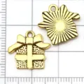 Antique gold metal charms gift box sunburst DIY jewelry pendants for bracelets and necklaces - Antique Gold Christmas Gift