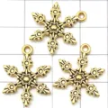 Antique gold snowflake metal charms for DIY jewelry making earrings bracelets pendants. - Antique Gold Christmas Snowflake