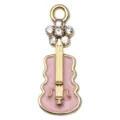 Rosa Emaillierte Gitarre Anhänger Schmuck Strass Legierung Musikalische DIY Zubehör 1Stk - Blumen Gitarre / 1 Stück (22x9mm) / Rosa