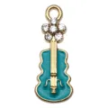 Bunter Emaillierter Legierung Gitarre Anhänger DIY Schmuck Zubehör für Halskette Armband. - Blumen Gitarre / 1 Stück (22x9mm) / Seeblau