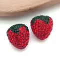 Red crystal rhinestone strawberry pendants DIY jewelry accessories charms necklace bracelet - 1 Piece Clay Rhinestone Strawberry 17x16mm