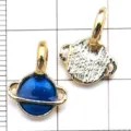 Pendentifs en métal planète émaillée bleu foncé pour accessoires de bijoux de collier DIY. - Satellite Terrestre d'Aviation Bleu (11965)