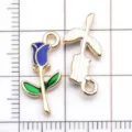 Pendentifs en alliage émaillé fleur de rose breloques DIY bracelet collier accessoires bijoux - Fleur de Rose Bleue (11966)