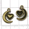 Antiek Brons Legering Maan Hart Hanger DIY Sieraden Accessoire Variant voor Ketting - Hart Maan / 1 stuk (13x18mm)