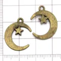 Antiek brons maan en ster legering bedels diy sieraden maken hangers accessoires - Maan & Ster / 1 Stuk (20x16mm)