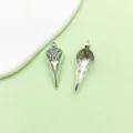 Antique Silver Bird Skull Pendant DIY Halloween Gothic Jewelry Charm Accessory Item. - 1 Piece (12x35mm)