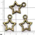Antiek Brons Ster Hanger Legering Holle DIY Ketting Armband Sieraad Accessoire - Holle Ster / 1 Stuk (12x14mm)