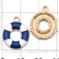Pendentif en métal émaillé bouée de sauvetage bleu blanc DIY bracelet collier accessoire bijoux - Bouée de Sauvetage Nautique Bleue(21140)
