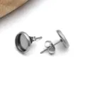 Roestvrij Staal Ronde Basis Oorring Prikker Zilver DIY Sieraden Accessoires Bestand Paar - 10mm Maat / Staalkleur