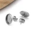 Roestvrijstalen cabochon oorknopjes bases voor DIY sieraden maken accessoires. - 12mm Maat / Staalkleur