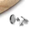 Roestvrijstalen blinde lade oorknopjes voor DIY cabochon sieraden maken ambachtelijke onderdelen. - 14mm Verpakking / Staalkleur