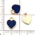 Pendentif coeur émail bleu foncé alliage plaqué or bricolage bijoux bracelet collier - Petit Cœur Bleu Foncé(22867)