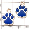 Pendentif Empreinte de Patte en Émail Bleu Foncé Alliage DIY Collier Bijoux Accessoires - Griffe de Chat Or KC Double Face(23310)