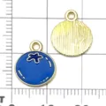 Pendentif rond en alliage émaillé bleu foncé accessoires de bijoux DIY pour collier - Myrtille Fruit Bleu(24407)