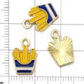 Pendentifs en alliage émaillé frites dorés pour fabrication de bijoux DIY bracelet. - Frites en Émail Bleu et Jaune (24674)