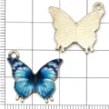 Pendentifs papillon en alliage emaille bleu et dore accessoires pour fabrication bijoux - Papillon Imprimé Bleu(24884)