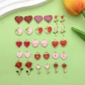 Colorful enamel rose heart alloy pendant charms for DIY jewelry accessories design - Valentine's Mixed Style / 30 Pieces/Pack / Mixed Colors