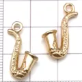 KC Gold Saxophone Charms Music Instrument Pendants DIY Jewelry Making Accessories for Bracelets - Saxophone / 1 Piece (16x24mm) / Gold