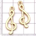 KC gold music note charms treble clef alloy pendants for DIY bracelets necklaces jewelry making. - Music Note / 1 Piece/Pack (10x27mm) / Gold