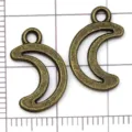 Brons legering halve maan hanger bedel DIY handgemaakte armband ketting sieraden accessoires - Holle Maan en Ster Ketting / 1 Stuk (10x17mm)