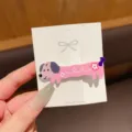 Cute cartoon dog hair clip detail shot, sweet pink duckbill side clip for lovely daily styling. - F-758# Pink Flower Puppy (1 Piece)