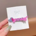 Cute pink dachshund hair clip, sweet cartoon side duckbill clip for sweet girls styling. - Rose Red Puppy Hair Clips (1pc)